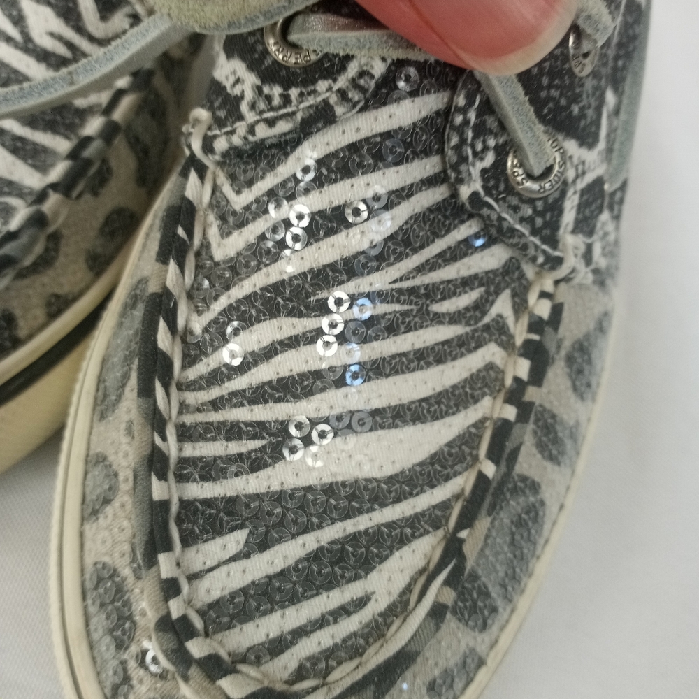 Sperry Zebra And Leopard Print Sequined Top Sider… - image 4